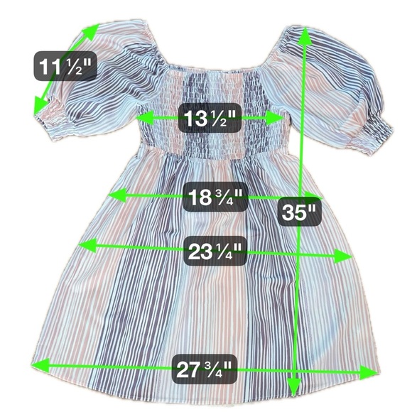 Ophelia Roe Smocked Puff Sleeve Pink & Purple Striped Mini Dress – Size Small - Picture 5 of 8